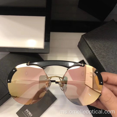 Hot Sale Rimless Sunglasses dengan Lensa yang berwarna-warni